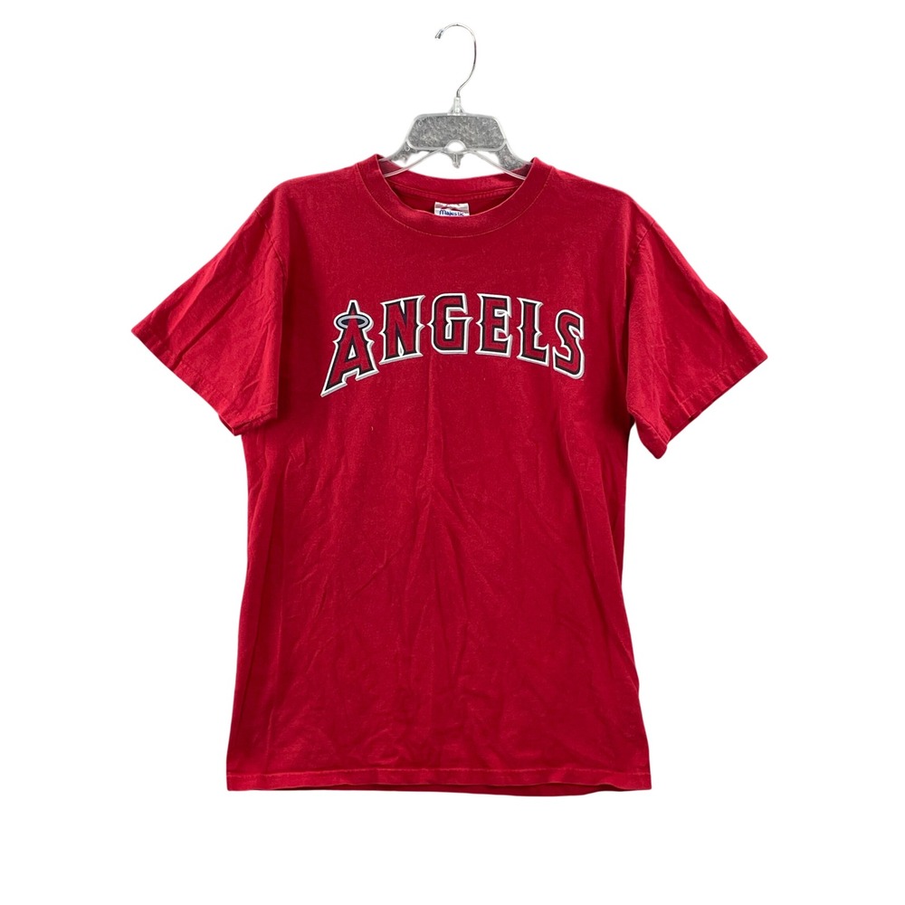 Majestic T-Shirt Mens Medium Red Angels MLB Baseball Vintage Graphic Tee Sport